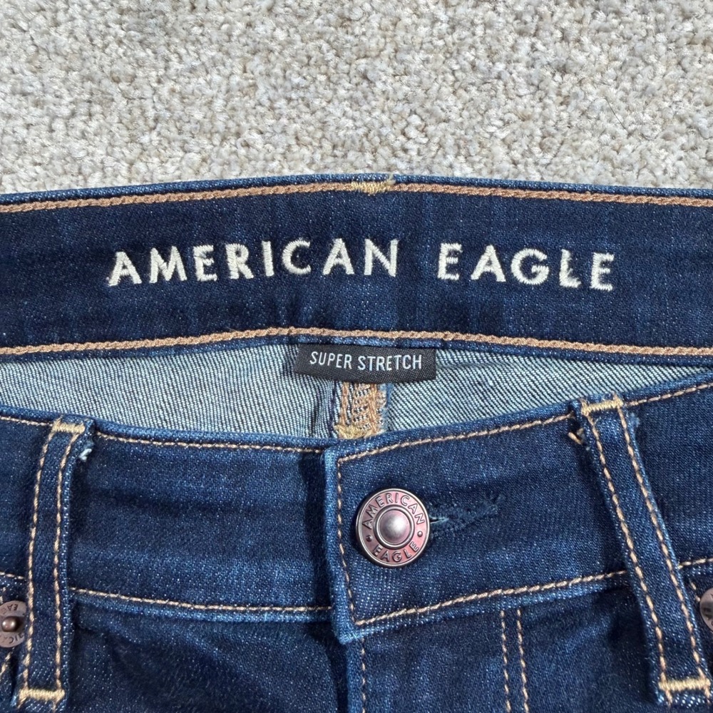 American Eagle Super Hi-Rise Flare Jeans Women 4 (FITS 28x27) Blue Super Stretch - Picture 4 of 13